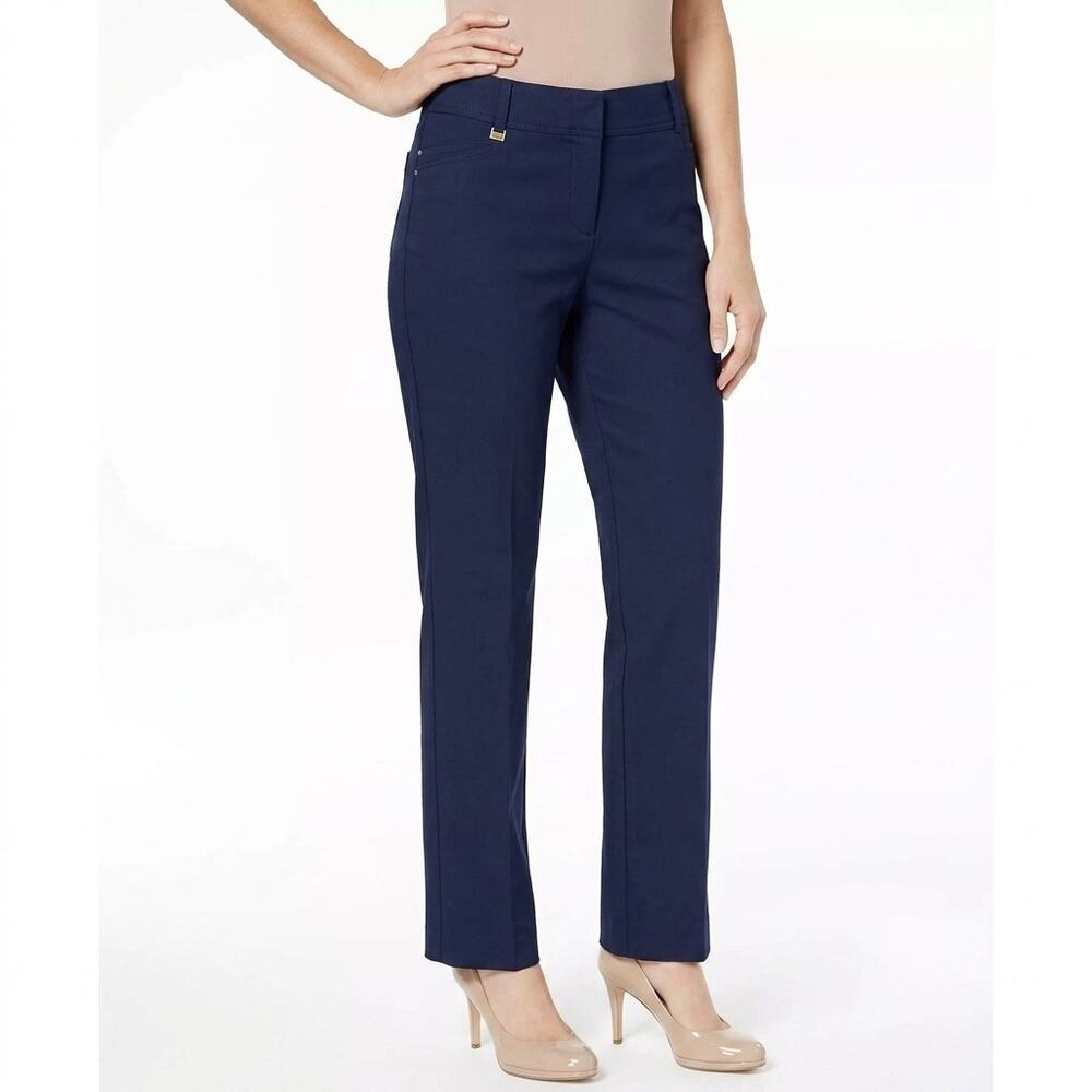 JM Collection Pants Size 2 Petite Straight Slim Leg Tummy Control Comfort Waist